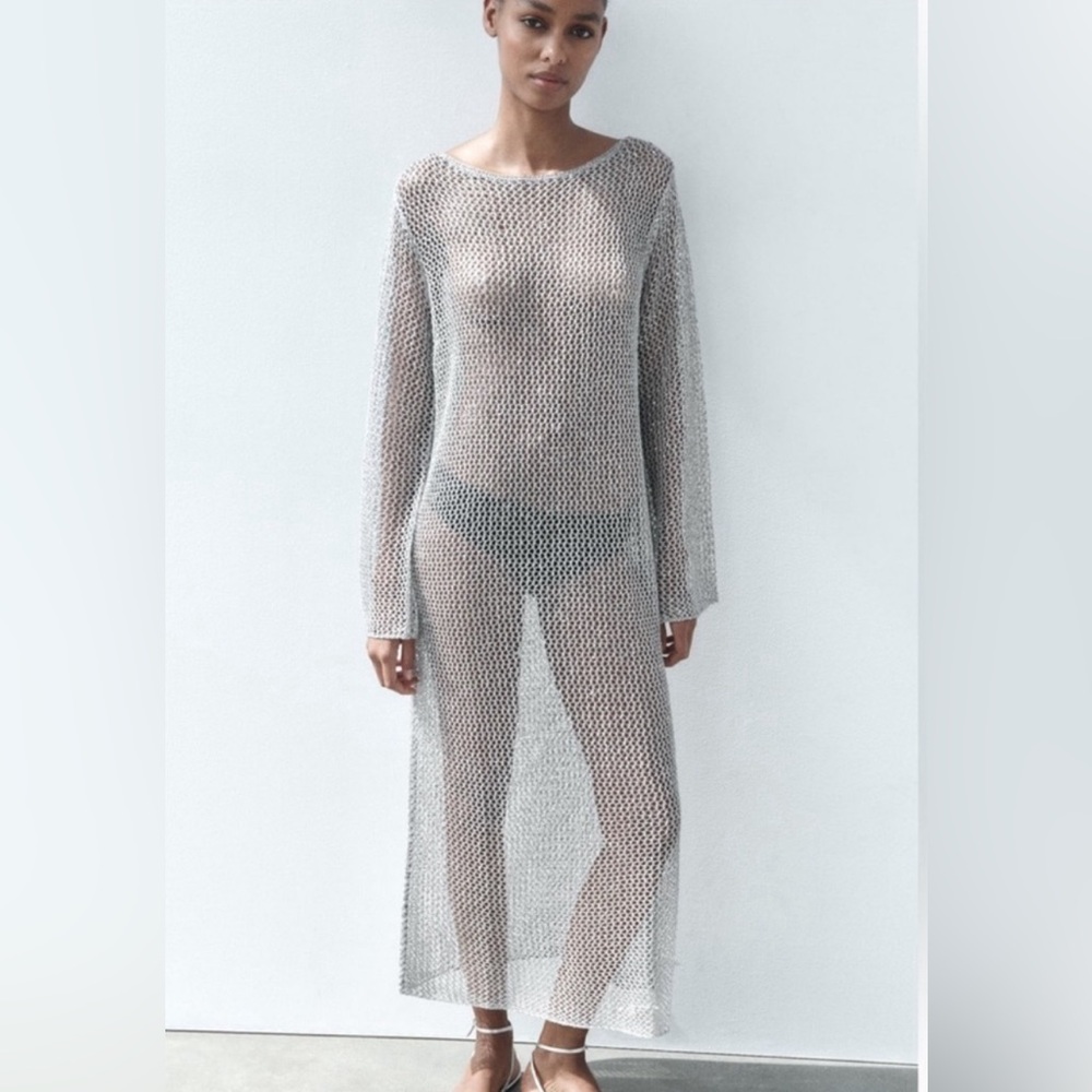 Zara long mesh knit dress
